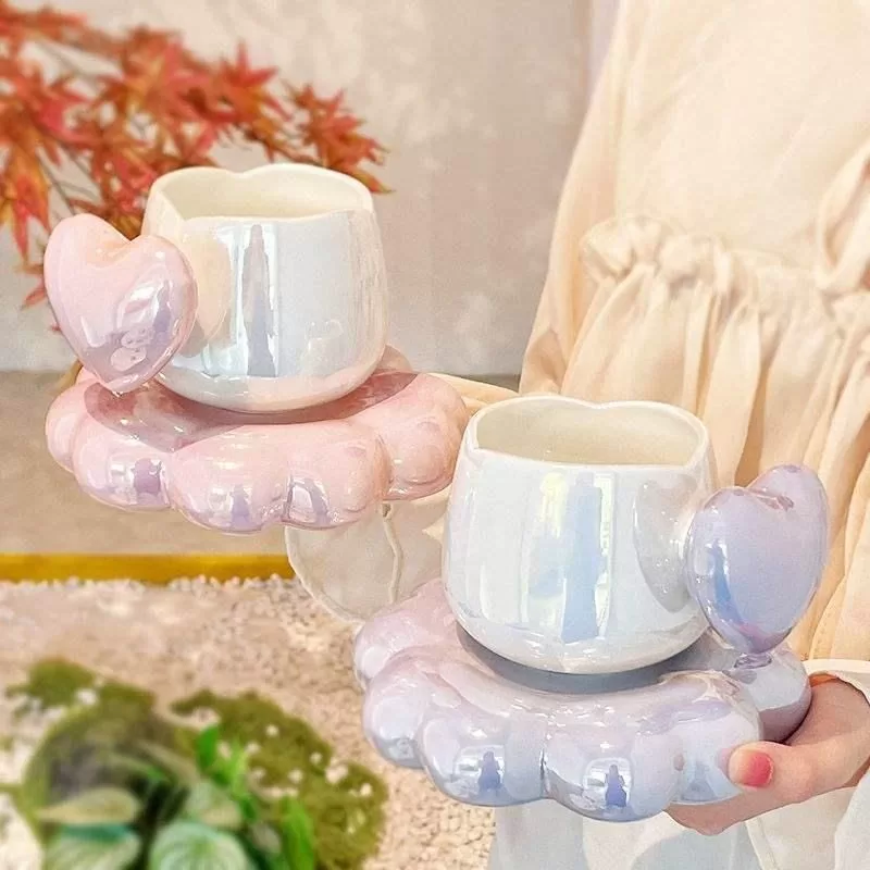 380ml Ceramic Love Love Coffee Cup Exquisite Color Mug for Couples Home Latte Latte Coffee Cup Saucer with Spoon Breakfast Mug 380ml Ceramic Love Love Coffee Cup Exquisite Color Mug for Couples Home Latte Latte Coffee Cup Saucer with Spoon Breakfast Mug